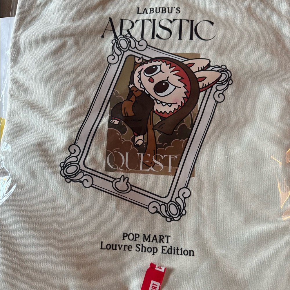 Labubu's Louvre Paris Artistic Quest Tote Bag - Cream